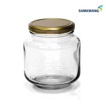 원형 수제청 된장 레몬청 생강청 피클 장아찌 양념 소분 유리 밀폐 보관 병 용기 낮은병 1000g 900ml, 블랙