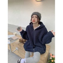 레터링 양털뽀글이 후드 집업점퍼(luke)