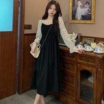 소매프릴원피스 빅사이즈 여성의류 뚱뚱한 초 가을 플라워 시폰 긴 끈나시 슬립 롱 스윗 4240456872