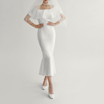 셀러허브 패션 [셀러문] 셀프웨딩 머메이드 오프숄더 실크 드레스 웨딩 롱원피스 브라이덜샤워 결혼식 하객룩