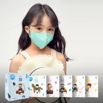 블루본 2D 아이노우 썸머라인 새부리형 소형 컬러 어린이 키즈 마스크, 민트, 40매
