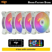 휀 컨트롤러 포함 Aigo AR12 화이트 냉각 RGB 3 5V 아우라 12cm PC 컴퓨터 argb 사일런트 케이스 120mm, 4.AR12 4in1 white - A-RGB - WH