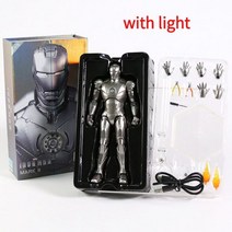 아이언맨 피규어 ZD 마블 마크 I II III IV V VI VII MK1 7 컬렉션 액션 PVC 모델 장난감 인형 집들이 파티 생일 선물, MK II with light