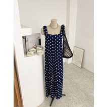 허니제이 / 그루딕 숄더밴딩 나시 도트 점프슈트(2color)