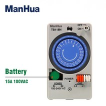 스톱워치 무소음 쿠킹 ManHua-TB118N 100-240VAC 50-60Hz 딘 레일 기계식 타이머 스위치 방수 투명 플라, 한개옵션0