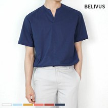빌리버스 빌리버스 남자 반팔 셔츠 BMS013 남성 무지 브이넥 여름 남방