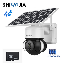 영어 매뉴얼 10가구 와이파이 4G 카드 태양광 카메라 2MP 홈 옥외 무선 CCTV 태양광 배터리판 안전 모니터링 배터리 카메라 컬러 밤, 4G + 32GB TF, 3.6mm
