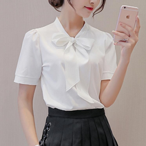 베베디 여성용 리본II 반팔 블라우스