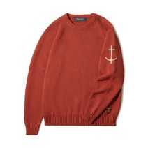 국내 정품 건지 울른스 Guernsey Woollens 나그랑 크루넥 코튼 스웨터 - 오렌지