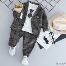 보타이 스타일 체크 정장 상하의세트 아기상하세트