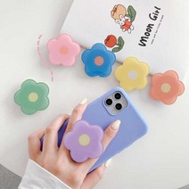 꽃 에폭시 스마트톡 핑거그립톡 핸드폰거치대 사포포함, 퍼플, 1개