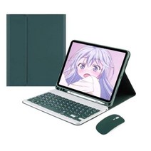 삼성 갤럭시 탭 S8 11 A8 10.5 X200 A7 S7 T870 S6 10.5 T860 S6 라이트 10.4 P610 한국어 블루투스 키보드 케이스 + 마우스, Tab A7 10.4 T500, 짙은 녹색