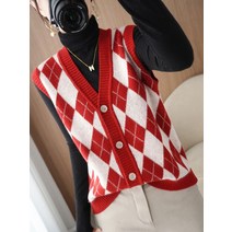 여성 FW 봄 가을 민소매 아가일패턴 골프웨어 클래식 데일리룩 조끼 베스트