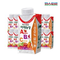 파스퇴르 100 유기농 야채농장 ABC주스 200ml x 18, 100% 유기농 야채농장 ABC주스 200ml x 18