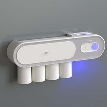 칫솔살균기 벽걸이 자동 칫솔 홀더 치약 압착기 태양 에너지 UV 보관 랙 욕실 액세서리, [06] Sterilizer4cups