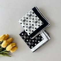 [미스블혹] 여성 이쁜 면 손수건 꽃무늬 플라워 레이스 목손수건 2세트