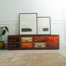 퍼니트랜드 엔틱가구 빈티지 트래벌 거실장 가죽거실장, 단품