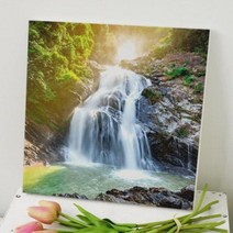 캔버스액자30x30 산속아름다운폭포.꾸밈