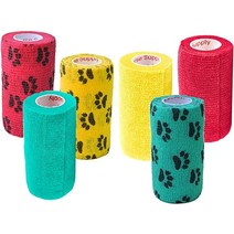 프레리 호스 공급 3인치 수의사 랩 테이프 벌크노란색 청록색에 빨간색 및 검은색 발, Assorted 3, 6 Rolls