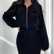 코듀로이 머메이드 스커트 후드 투피스 3Color