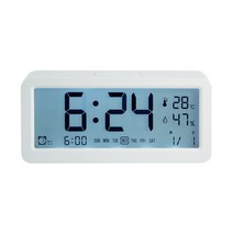 코비 무소음 LCD 모던 알람시계 AL-D15S, 화이트