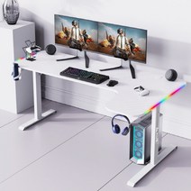 아우스 코너형 컴퓨터책상 ㄱ자형 게이밍책상 L자형 카본책상 LED 게이밍데스크 좌 우 선택가능 1400 1600 1800, 흰색 RGB형 160cm(우측)