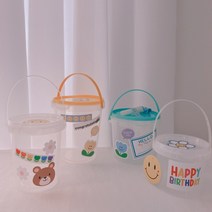 제이든앤루시 셀프 구디백바스켓 구디백포장 답례품 어린이집 선물 생일 간식 포장 케이스 원형 쿠키통, 민트 바스켓 S