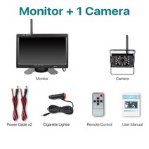 무선후방카메라 greenyi 7 inch car monitor screen 리어 뷰 트럭 버스 rv trailer excavator rearview image 12v-24v, 1개의 카메라로