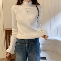 코지 여자 로맨티스트 물결 골지 목폴라 이너티 니트