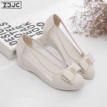 Z3JC 여성 속가보시 라운드 플랫 미들힐 펌프스 웨지힐