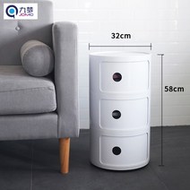 [메종 오브젯] 원형 철제 수납장 캔빌리지 카르텔 콤포니빌리 침대 소파 협탁, 전체 화이트 3단