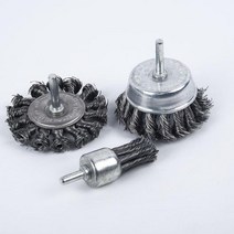 공구브러쉬 3pcs 스틸 로터리 조인트 매듭 플랫 와이어 휠 컵 브러시 디스크 녹 공구, 3 개 6x25 6x75 6x75