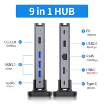 케이텍 LENTION-USB C 허브 도킹 스테이션 4K60Hz HDMI PD 카드 리더기 c타입 USB 3.0 어댑터 새로운 맥북 프로 에어 노트북 c용, D53s Grey 4K60Hz