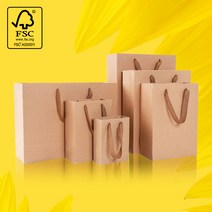 두껍고 튼튼한 수제 종이쇼핑백 크라프트, 50장, C-T3호