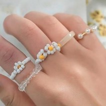 평반지 14k 18k 여성 여자 여성용 반지 빈티지 페르시 탄성 관절 세트 작고 신선한 보석 소녀 기질 여름 패션 액세서리 4 개