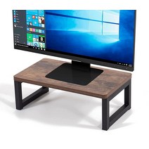 JOIN IRON 다크 브라운 목재 컴퓨터 모니터 스탠드 수납 공간 노트북 선반 인체 공학적 라이저 책상 정리함 사무용품 프린터 아이맥 PC 팩스 머신 랙, Brown