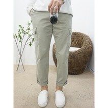 남자 얇은 반배기 세미와이드 또또 카고 밴딩바지