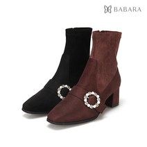 바바라(슈즈) 세븐플로어 스웨이드 큐빅장식 포인트 여성앵클부츠 5cm_SFE835BK DIE835BR
