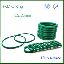 고무오링 CS 2.5mm 한 팩에 10 개 불소 고무 씰링 O 링 FKM O-링 오일 씰 워터 개스킷 와셔 OD 6mm - 50mm, [02] OD 7mm, [01] 10 Pieces, [01] 2.5mm, 10개