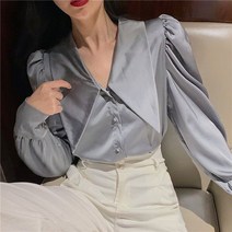 여성 셔츠 블라우스 캐주얼 솔리드 소수 민족 유행 레트로 가을 스타일 올 매치 심플 소프트