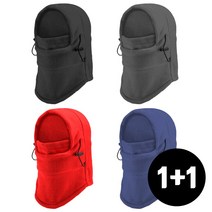 스토리메이커 1+1 기모 후드넥워머 겨울방한방풍 목토시 바라클라바 자전거 낚시 배달 오토바이 등산 남녀공용, 블랙+블랙