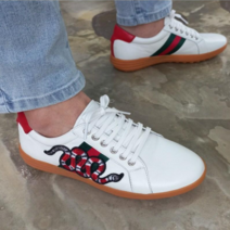 [하크수제화] 주문시 국내제작 049뱀 천연소가죽 남여공용 골프화겸용 화이트