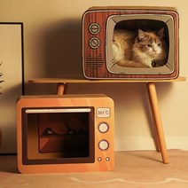 스위스볼트 고양이 숨숨집 고양이집 캣닢 스크래쳐 캣하우스, TV모양(스크래쳐 숨숨집)