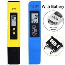 EC측정기 고정밀 TDS 미터 디지털 물 테스터 014 PH 09990ppm 및 EC LCD 순도 PPM 수족관 필터, pH TDS blue Battery