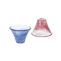도요사사키 후지산 초복 냉주 글라스 35ml 블루 레드 세트 일본 니혼슈 사케 술잔, 블루 레드_세트