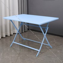 북유럽 파스텔 테라스 루프탑 철제 테이블 의자 세트, 철제 접이식 롱 테이블(블루)