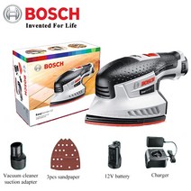 Bosch EasySander 충전식 샌더 목공 사포 전기 공구 베어 메탈 배터리 포함, Standard Set, 01 Standard set