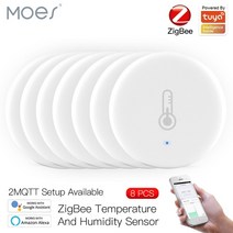 스마트 MOES 투야 스마트 지그비 3.0 온도 및 습도 센서 배터리 구동 보안 라이프 앱 알렉사, 08 8 pcs