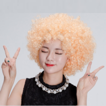 뽀글이가발 웃긴 폭탄머리 파티용 파마 노래방 주황색 흰머리 노란 가발, 점보가발 레드