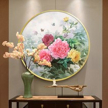 모란꽃 부귀영화 DIY보석십자수 꽃 장식 대형 십자수, 70x70 cm+자수도구 세트포함